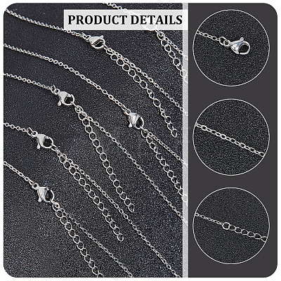  20Pcs 304 Stainless Steel Cable Chain Necklaces Set for Men Women STAS-NB0001-78-1