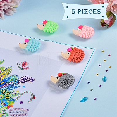 5Pcs 5 Colors Hedgehog Plastic Diamond Painting Magnet Cover Holder AJEW-SZ0001-97-1