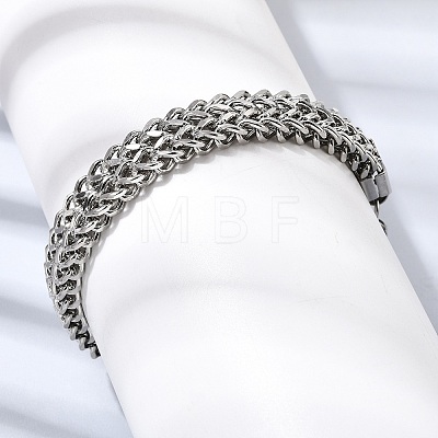 201 Stainless Steel Diamond-Cut Wheat Chain Bracelets for Men STAS-T077-07P-1
