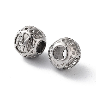 304 Stainless Steel Rhinestone European Beads STAS-A092-10M-P-1