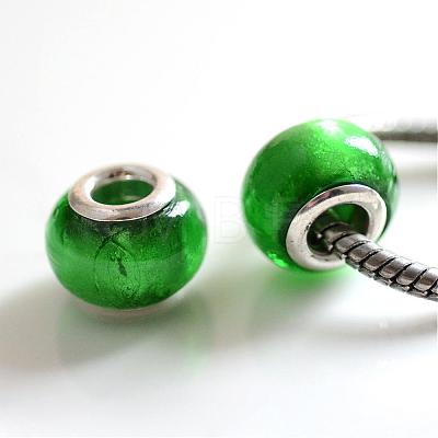 Handmade Silver Foil Glass European Beads LPDL-R008-07-1