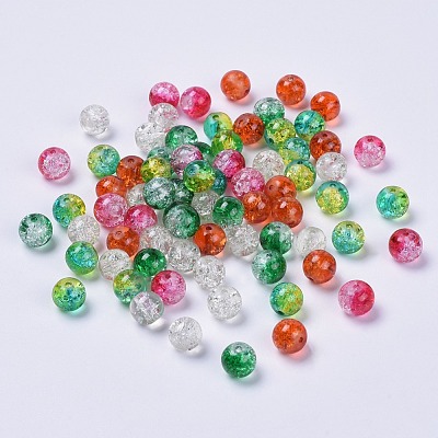 5 Colors Spray Painted & Baking Painted Crackle Glass Beads CCG-X0010-10-8mm-1