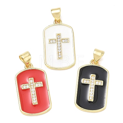 Religion Cross Brass Micro Pave Clear Cubic Zirconia Pendants CU-CBA83A6-03H-G-1