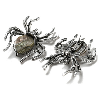 Dual-use Items Alloy Pave Dyed Shell Spider Brooch JEWB-C026-04A-AS-1