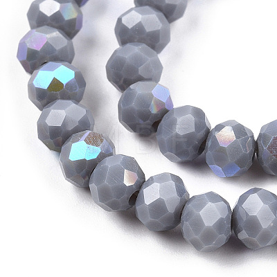 Electroplate Opaque Solid Color Glass Beads Strands EGLA-A034-P6mm-L23-1