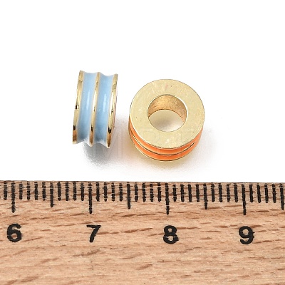 Brass Enamel European Beads KK-Z163-03G-1
