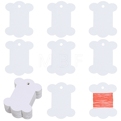 80Pcs Bone Shape Paper Thread Winding Boards SENE-SC0001-09A-1