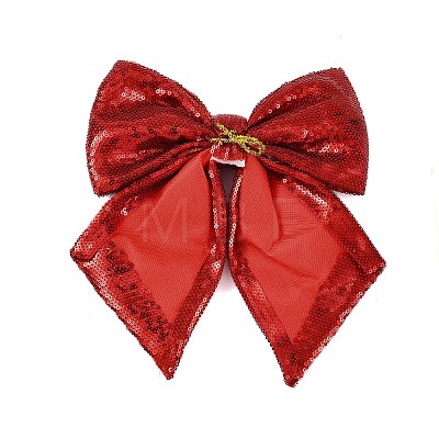 Christmas Plastic Sequin Big Bowknot Pendant Decorations AJEW-S088-04A-1