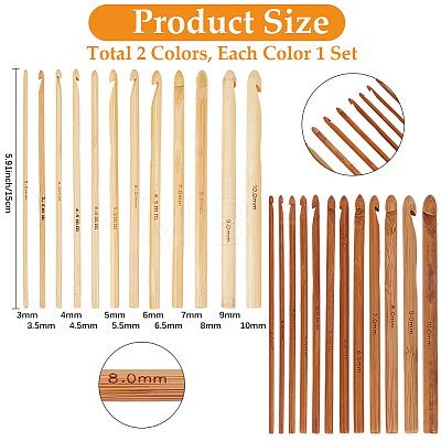 2Bags 2Colors Carbonized Bamboo Knitting Needles TOOL-CL0001-09-1