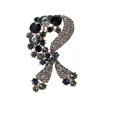 Sikl Ribbon Alloy Rhinestone Brooches for Backpack Clothes PW-WG0CC15-02-1