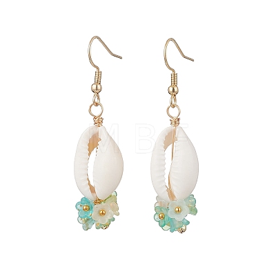 Natural Mixed Cowrie Shell Dangle Earrings EJEW-JE06858-1