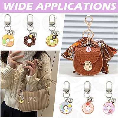8Pcs Resin & 304 Stainless Steel Bell Pendant Decorations HJEW-YW00345-1