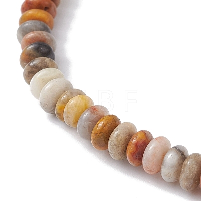 Natural Crazy Agate Rondelle & Pearl Beaded Stretch Bracelets BJEW-JB09918-05-1