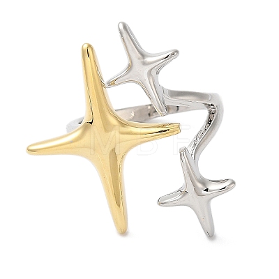 Star Brass Open Cuff Rings for Women RJEW-B062-14GP-1