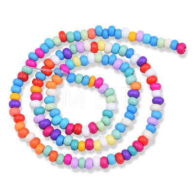 Opaque Spray Painted Glass Bead Strands GLAA-N047-06-1