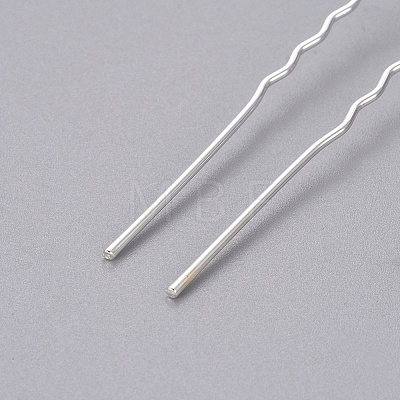 (Defective Closeout Sale) Lady's Hair Accessories Silver Color Plated Iron Ball Hair Forks PHAR-XCP0004-04S-01-1