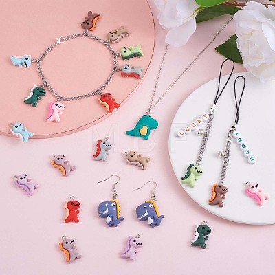 24 Pieces Dinosaur Charms Pendants Animal Shape Resin Charm Colorful Dinosaur Pendant for Jewelry Necklace Bracelet Earring Making Crafts JX318A-1