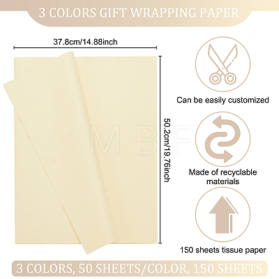 Olycraft 3Bags 3 Colors Rectangle Tissue Paper DIY-OC0010-91-1