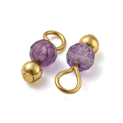 Natural Amethyst Faceted Round Charms PALLOY-NH00004-1