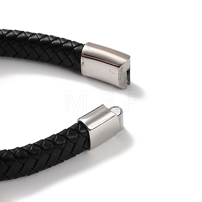Men's Braided Black PU Leather Cord Bracelets BJEW-K243-20AS-1