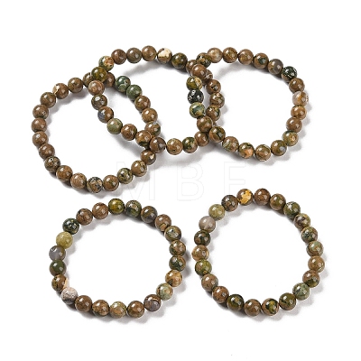 Natural Rhyolite Jasper Stretch Beaded Bracelets G-A185-01S-1