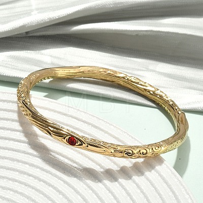 Artisan Engraved 304 Stainless Steel Rhinestone Bangles for Women BJEW-D456-01G-01-1
