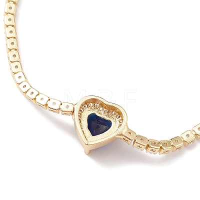 Cubic Zirconia Heart Link Silder Bracelet with Crystal Rhinestone BJEW-C040-01G-1