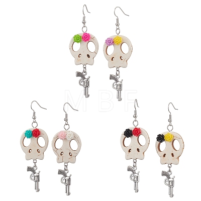 Halloween Theme Brass Dangle Earrings EJEW-JE06039-S-1