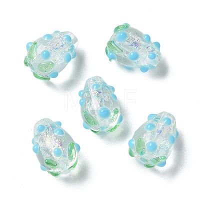 Handmade Foil Lampwork Bumpy Beads Strands FOIL-Z001-05A-1