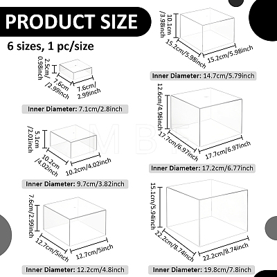 6Pcs 6 Sizes Acrylic Cube Food Nesting Riser Stands ODIS-WH0038-303A-1