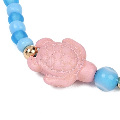 Tortoise Synthetic Turquoise Braided Bead Bracelets for Women BJEW-JB11694-1