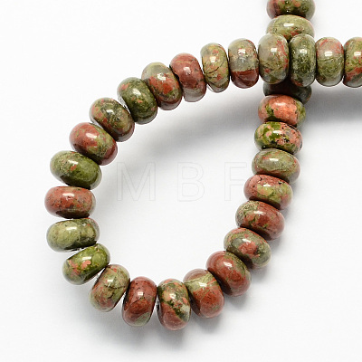 Natural Unakite Stone Beads Strands X-G-S105-8mm-11-1