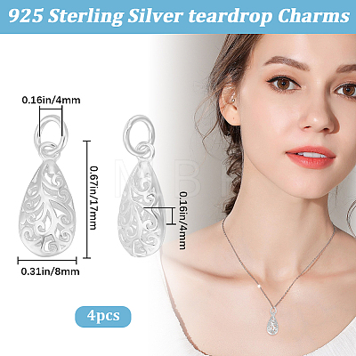 Beebeecraft 4Pcs 925 Sterling Silver Pendants STER-BBC0005-79-1