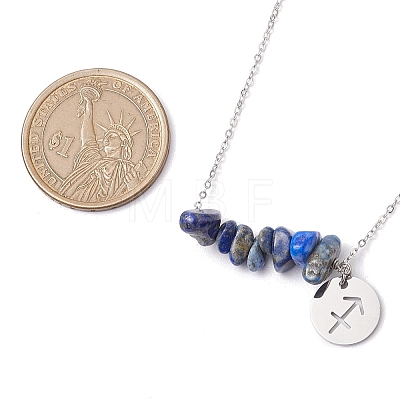 Natural Lapis Lazuli Chip & Constellation Pendant Necklaces NJEW-JN05084-09-1