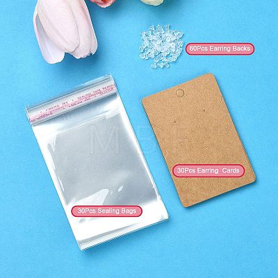 30Pcs Rectangle Paper One Pair Earring Display Cards with Hanging Hole DIY-YW0008-55B-1