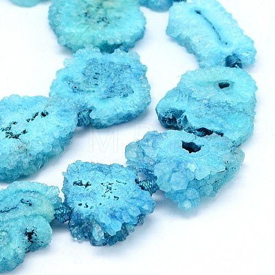 Dyed Natural Druzy Geode Agate Nugget Bead Strands G-M218-02B-1