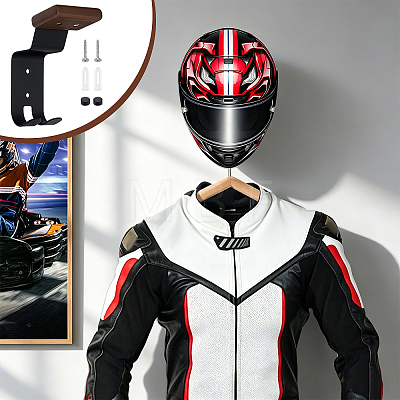 2 Bags Wood & Carbon Alloy Motorcycle Helmet Rack ODIS-DL0001-11-1