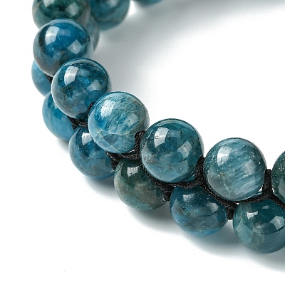 Natural Apatite Braided Bead Bracelet BJEW-SW00001-09-1