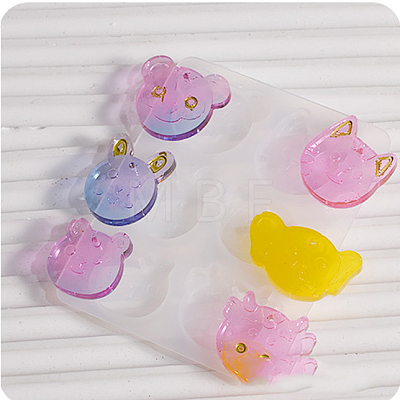 Rabbit/Dragon/Cat Pendant DIY Silhouette Silicone Mold X1-DIY-K073-09B-1