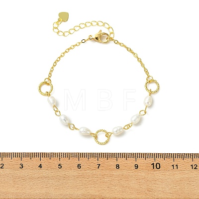 Natural Cultured Freshwater Pearl Beads Link Bracelets BJEW-JB14043-1