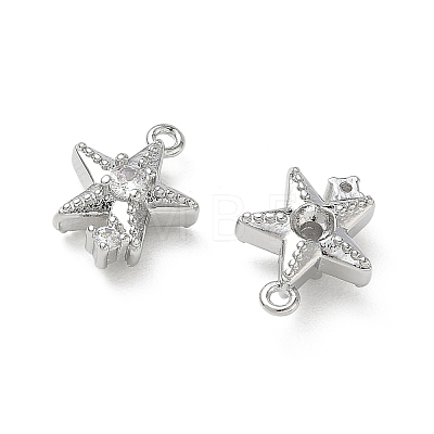 Brass Micro Pave Clear Cubic Zirconia Charms KK-P355-01F-P-1