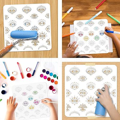 2Pcs 2 Styles PET Hollow Out Drawing Painting Stencils DIY-WH0411-015-1