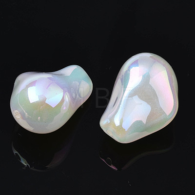 Rainbow Iridescent Plating Acrylic Beads PACR-S221-007-1