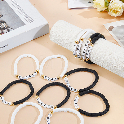 16Pcs 4 Style Acrylic & Handmade Polymer Clay Bead Bracelets BJEW-MA00002-1