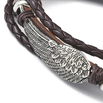 PU Leather & Waxed Cords Triple Layer Multi-strand Bracelets BJEW-G709-05A-1