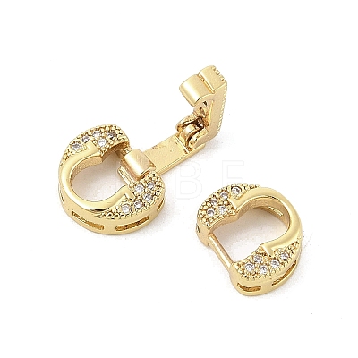 Brass Micro Pave Clear Cubic Zirconia Fold Over Clasps KK-U059-14G-1