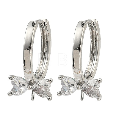 Brass Micro Pave Clear Cubic Zirconia Earring Findings KK-D226-04P-1