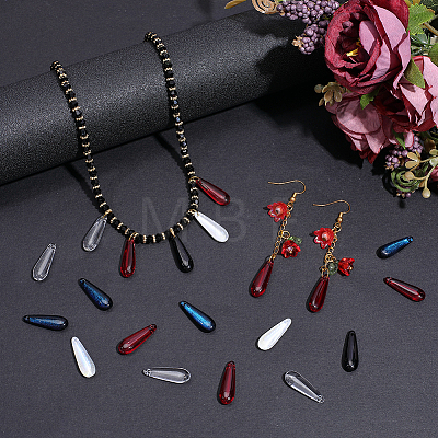 100Pcs 5 Colors Baking Paint Transparent Glass Pendants FIND-SC0023-47B-1