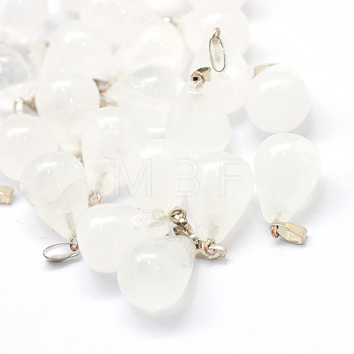 Teardrop Natural Quartz Crystal Pendants G-Q435-01-1