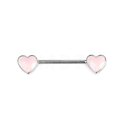 Brass Enamel Pink Heart Barbell Nipple Rings FS-WGE2017-03-1